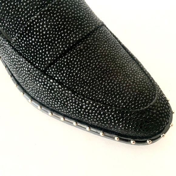 ADRIANNA PAPELL Prestyn Studded Loafers Black Sea Ray Leather block heel Shoes 8 - Picture 14 of 16